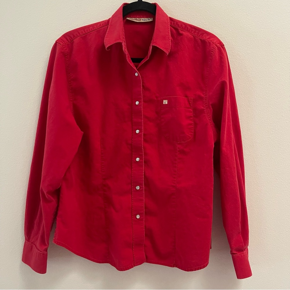 Jitterbug Ranch women button down western long sleeve shirt w/pearl snaps Medium